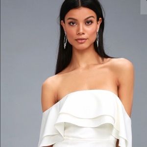 Bardot White Off-the-Shoulder Midi Dress